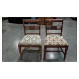 Two chairs, seat faded and worn as shown