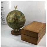 Wooden file box and small globe ice bucket