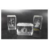 3-D laser etched glass paperweights, lighthouse,