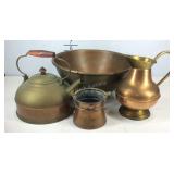 Copper kitchenware teapot, pitcher, handled pot,