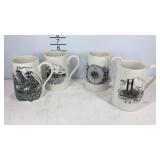 Four ship design mugs all made in England