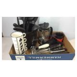 Kitchenware, French press, utensils, cape