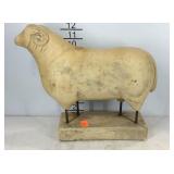 Ram pottery statue, chip on bottom corner, -