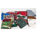 Kitchen linens, cloth and plastic tablecloths,
