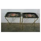 Two metal TV trays, foldable