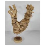 Wood rooster statue, stands 22" tall