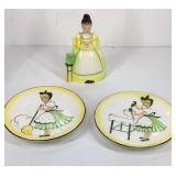 Two hand painted California ceramic plates and