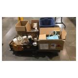 Skid of clear glass stemware, gravy boat, tea