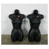 Two female torso mannequin forms, hollow back,