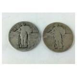 (2) No Date Standing Liberty Quarters