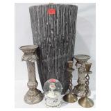 Home decor group, includes tall planter, pillar