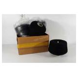 6 industrial sized spools of black acrylic yarn