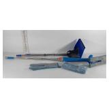 Cleaning supplies, broom with toothed dust pan