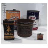 5 Early Tin Advertising Cans, cool Decorating