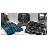 Tools, 3 cases with sockets, wrenches,
