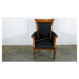 Arm chair, leather look, nice carved details