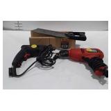 Tools, Wood 12" Mitre Box, saw, 2 Electric Drills