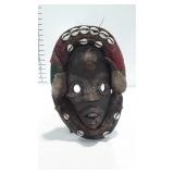 Tribal Carved Wood Face Mask with metal holder