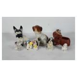 Eight dog figurines, includes planter, homco