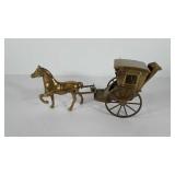 Brass horse and carriage, 12"