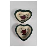 Stoneware heart pans, 8" and 10", glaze crazing