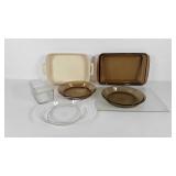 Kitchenwares,  Pyrex pie plates, glass cutting