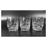 Three crystal low ball glasses