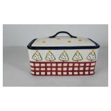 Ceramic Christmas themed bread box, 6x6.5x12