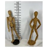 Two wooden adjustable statues