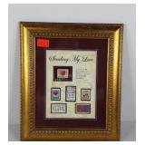 Sending My Love framed stamps, 11x13