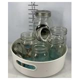 Lazy Susan with six ball jars and some extra lids