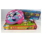 ABC letter game, rainbow loom crafting kit, and a