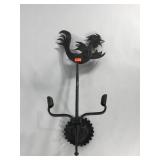 Metal rooster design wall sconce,  28" tall, wear
