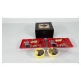 Tea group, includes box for tea bags, trays, and