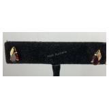 14k gold and garnet stud earrings tested