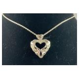 Sterling heart necklace 17in
