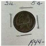 1944 -P silver wartime nickel