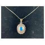 Sterling silver and turquoise necklace signed JC