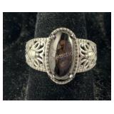 Matrix silver shunghite solitaire ring size 7