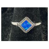 Sterling silver size 8 lab opal ring
