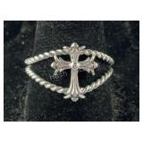 Sterling silver size 9 cross rope ring