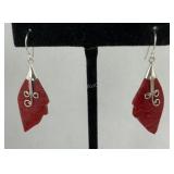 Sterling silver sponge coral leaf earrings