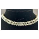 60 inch White glass pearl beaded endless necklace
