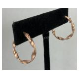 14k Rose gold over sterling scalloped hoop