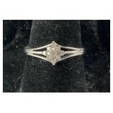 Size 6 Sterling silver .10ct diamond triple split