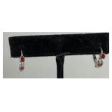 Lab created ruby and simulated diamond huggie