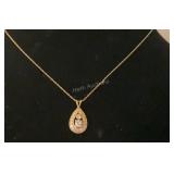 14k yellow gold and diamond pendant necklace