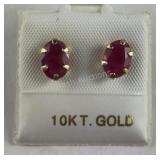10k yellow gold and diamond ruby 1.6ct stud