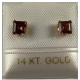 14k yellow gold and garnet 0.80ct earrings tested