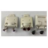 Three pairs sterling silver and gemstone dangle